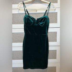 Trixxi Green velvet mini dress